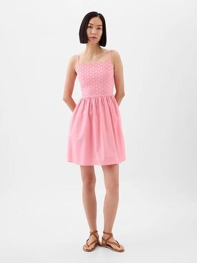 GAP Pink Eyelet Mini Sundress with Spaghetti Straps